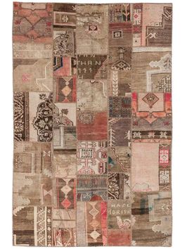 Mihran-Alfombra-PATCHWORK ANTIQUE GOLD BROWN PINK 302X202-Unica-0